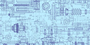 Makine Mühendisliği çizimi. Geniş Ekran Teknolojisi Arkaplanı. Bölüm sanayi üretimi. .