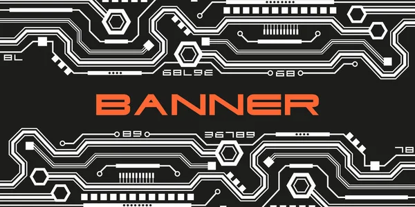 Μελλοντικές Τεχνολογίες Ψηφιακή Τεχνολογία Banner Electronic Chip — Διανυσματικό Αρχείο