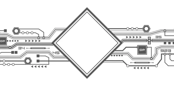 Chip Electronic Circuito Eletrônico Placa Fundo Branco Technological Banner Background — Vetor de Stock