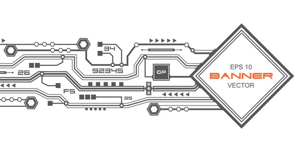 Chip Electronic Electrónico Placa Circuito Sobre Fondo Blanco Fondo Banner — Archivo Imágenes Vectoriales