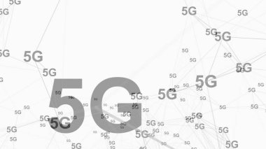 Beyaz arka planda 5G. Yeni mobil iletişim teknolojisi. Harita 5G Teknoloji arka planı. .