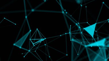 Poligonlar ve çizgilerden teknolojik geçmiş. Molekül yapısı ve iletişim. Teknoloji bayrağı..