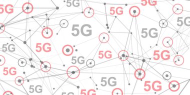  Yüksek hızlı internet 5G. Yeni mobil iletişim teknolojisi. Harita 5G Teknoloji arka planı. .