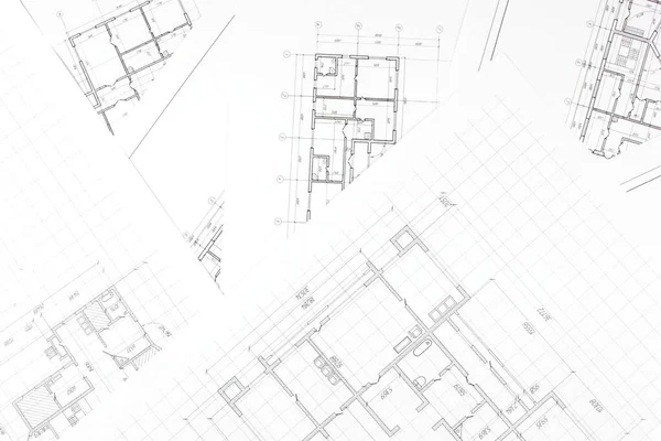 Projekt Architektoniczny Białym Arkuszu Papieru Rysunek Techniczny Projekt Inżynieryjny — Zdjęcie stockowe