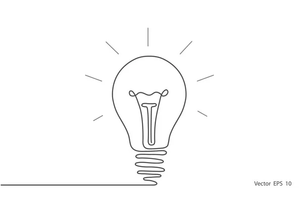 Ampoule Électrique Continuous Une Ligne Dessin Ampoule Symbole Idea Vector — Image vectorielle