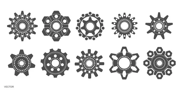 Zestaw Przekładni Rysunek Techniczny Przekładni Mechanizm Obrotowy Części Okrągłych Ilustracja — Wektor stockowy