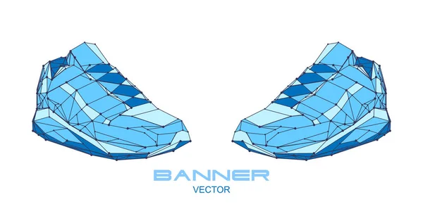 Chaussures Sport Sport Banner Vector Baskets Sur Fond Blanc Style — Image vectorielle