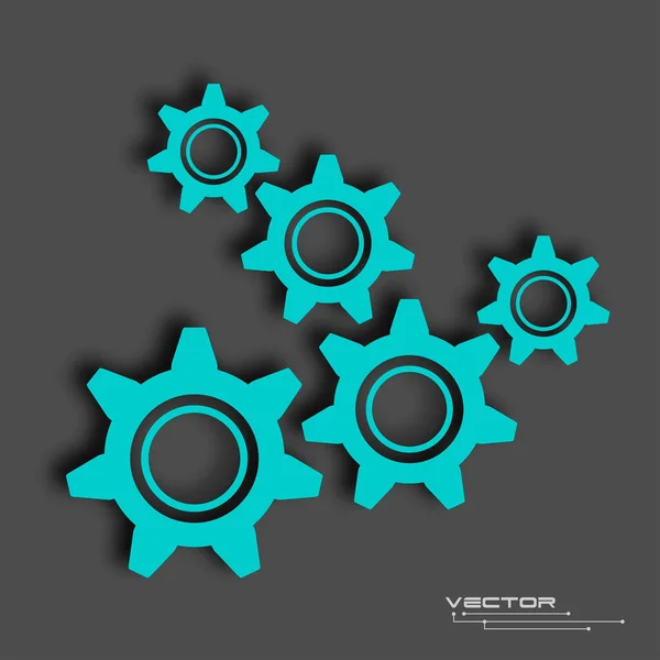 Engrenages Rotatifs Roue Dentée Sur Fond Noir Technologie Machine Illustration — Image vectorielle