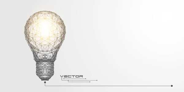 Bombilla Luz Brillante Lámpara Líneas Puntos Concepto Negocio Banner Tecnológico — Archivo Imágenes Vectoriales