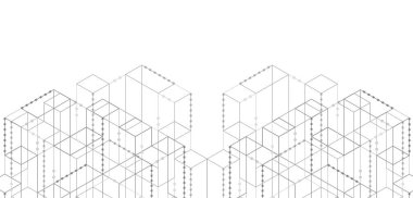 Yüksek teknoloji dijital teknoloji ve mühendislik, dijital telekom teknolojisi kavramı. Teknik çizim. Vektör illüstrasyonu.