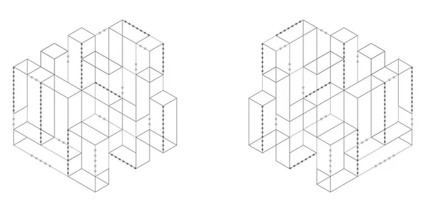 Tecnologia Sfondo Geometrico Cubi Isometrici Sfondo Bianco Tecnica Astratta Illustrazione — Vettoriale Stock