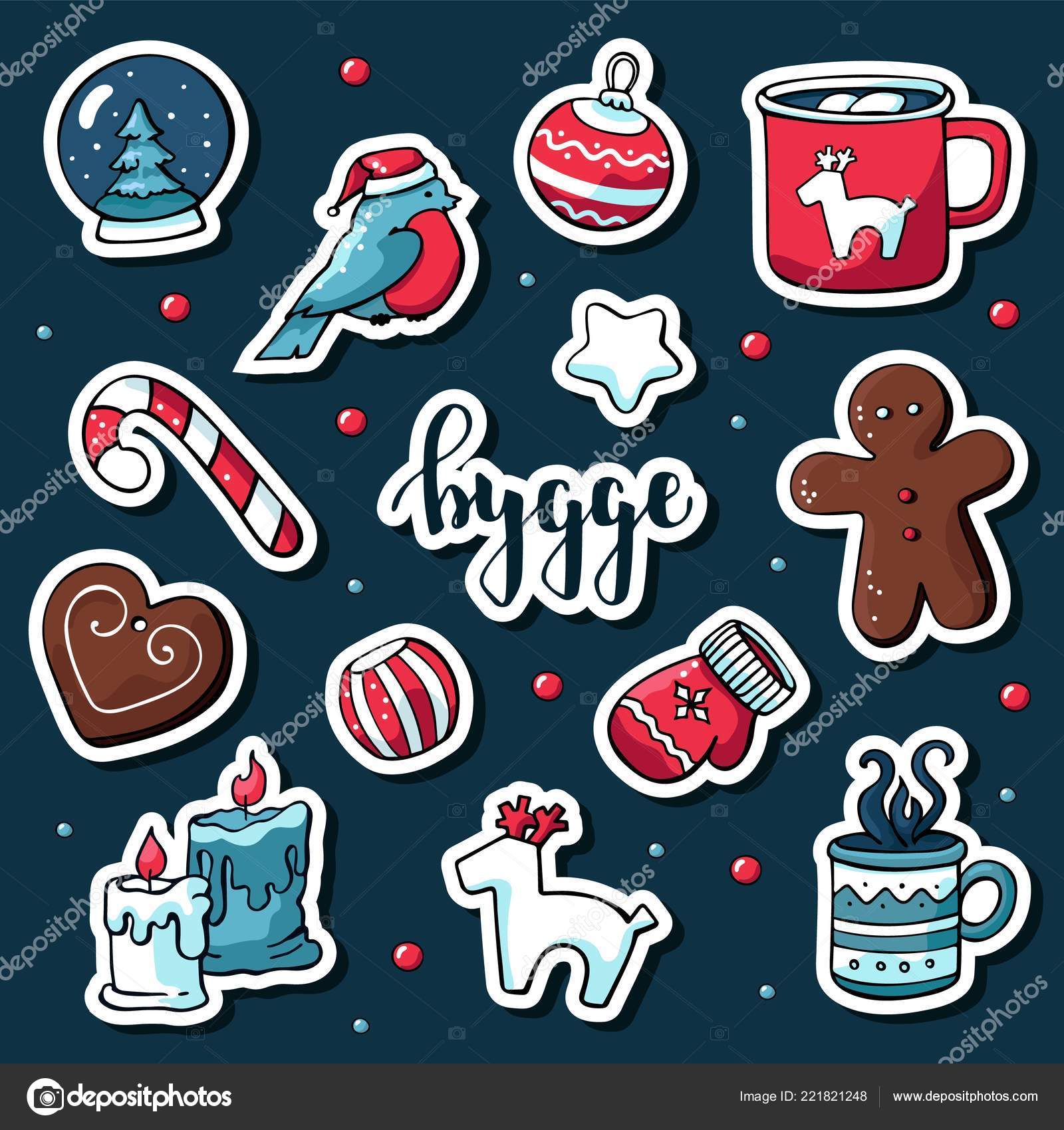 Cute Vector Set Hygge Stickers Cute Illustration Winter Christmas Hygge  Stock Vector by ©alanveob 221821248