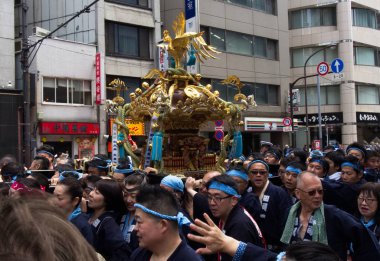 Kanda,Tokyo, Japonya - 12 Mayıs 2019 : Tokyo'daki geleneksel ve tarihi Japon festivali Kanda Matsuri.