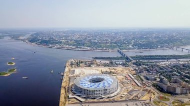 Rusya, Nizhny Novgorod - 21 Ağustos 2017: View of Nizhny Novogorod Rusya 2018 FIFA Dünya Kupası için bina Stadyumu,  