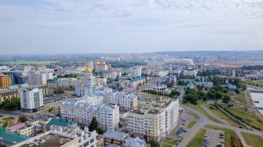 Cathedral St salih savaşçı Feodor Ushakov. Saransk, Rusya. Güzel panoramik şehir  