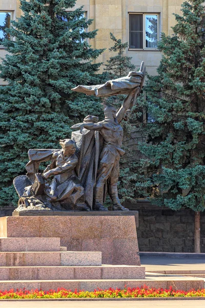 Russia Stavropol September 2017 Element Sculptural Composition Monument Lenin Central — Stock Photo, Image