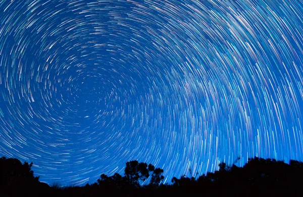 Spuren Von Sternen Form Spiralförmiger Fading Lines — Stockfoto