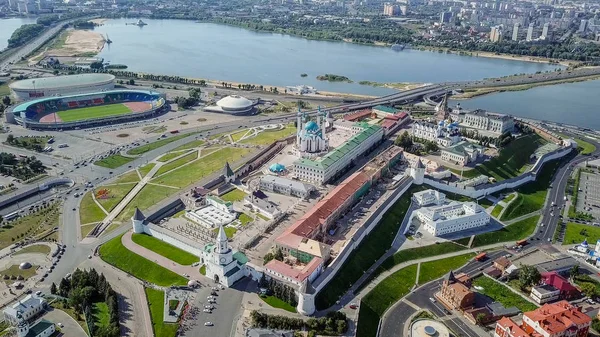 Panoramiczny Widok Kreml Kazański Kazan Federacja Rosyjska — Zdjęcie stockowe