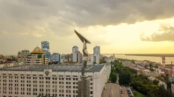 Rusia Samara September 2017 Panoramic View Square Glory Monumen Kemuliaan — Stok Foto