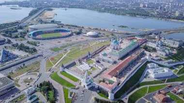 Kazan Kremlin panoramik manzaralı. Kazan, Rusya Federasyonu  