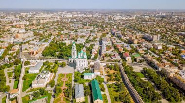Rusya, Astrahan - 12 Eylül 2017: Astrahan Kremlin, tarihi ve mimari kompleks hava görünümünü  