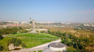 Rusya, Volgograd - 28 Ağustos 2017: Heykel vatan aramalar! -anıt-Ensemble Heroes of Stalingrad Savaşı Mamayev Kurgan Tarih için kompozisyon Merkezi
