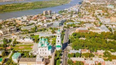 Rusya, Astrahan - 12 Eylül 2017: Astrahan Kremlin, tarihi ve mimari kompleks hava görünümünü  