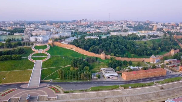 Vista Del Kremlin Nizhny Novgorod Escalera Chkalov Durante Amanecer Nizhny — Foto de Stock