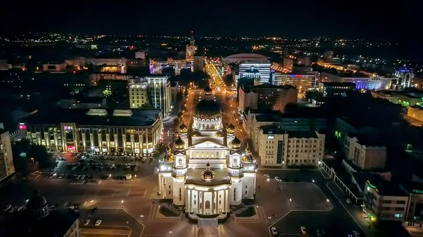 Rusya Saransk Ağustos 2017 Cathedral Salih Savaşçı Feodor Ushakov Gece — Stok fotoğraf