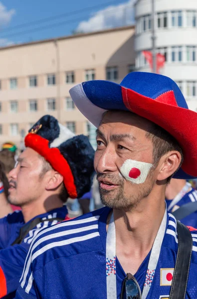 Rosja Jekaterynburg Czerwca 2018 Fanów Japońskiej Reprezentacji Przed Meczem Sinigalom — Zdjęcie stockowe