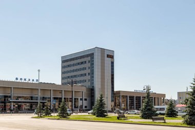 Rusya, Tyumen - 15 Temmuz 2018: Tren istasyonu şehrin t