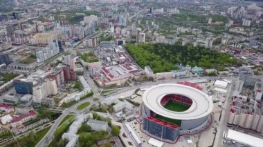 Rusya, Ekaterinburg - 30 Mayıs 2018: Merkez stadyum Yekaterinburg şehir. FIFA futbol konumunu 2018 eşleşir. Video. UltraHD (4k)