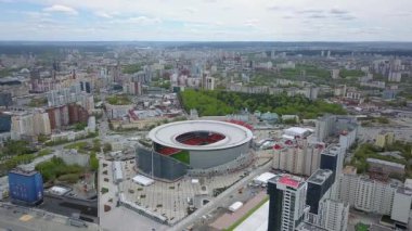 Rusya, Ekaterinburg - 30 Mayıs 2018: Merkez stadyum Yekaterinburg şehir. FIFA futbol konumunu 2018 eşleşir. Video. UltraHD (4k)