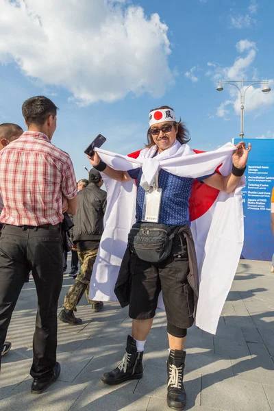 Rosja Jekaterynburg Czerwca 2018 Kibiców Przed Meczem Sinigal Japonia Pobliżu — Zdjęcie stockowe