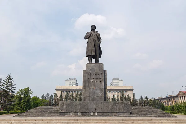 Rusia Krasnoyarsk Julio 2018 Monumento Vladimir Lenin Plaza Revolución Krasnoyarsk — Foto de Stock