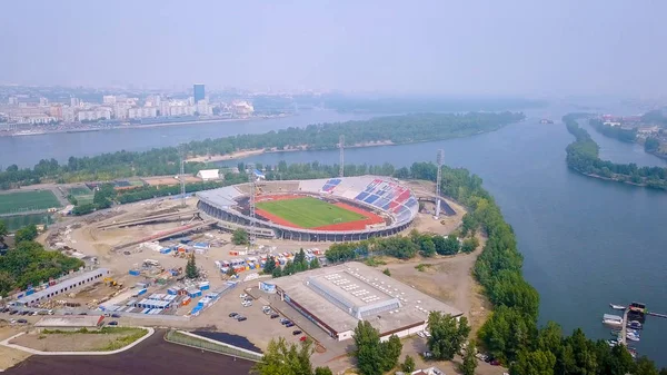 Ryssland Krasnojarsk Juli 2018 Idrottsanläggning Centrala Stadion Uppkallat Efter Lenin — Stockfoto
