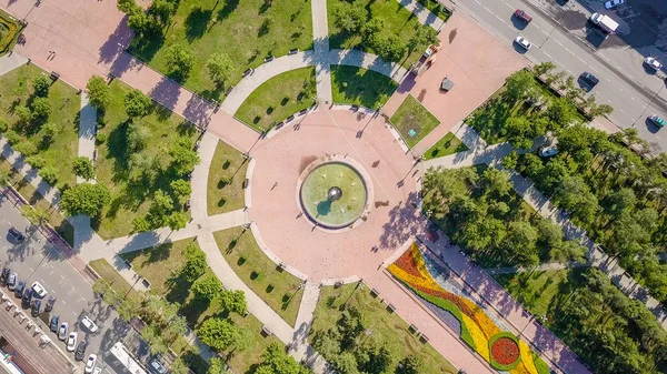 Russia Irkutsk Square Named Kirov Fountain Dron Head Shot — Stock Photo, Image