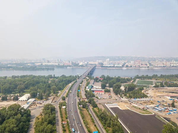 Ρωσία Κρασνογιάρσκ Ιουλίου 2018 Γενική Εναέρια Άποψη Του Κέντρου Της — Φωτογραφία Αρχείου