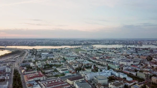 Panoramiczny Widok Kazań Zachód Słońca Rosja — Zdjęcie stockowe