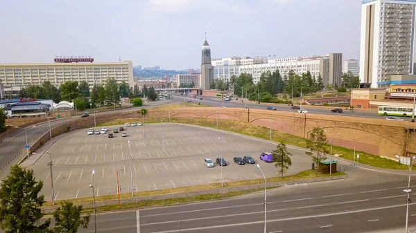 Russland Krasnojarsk Juli 2018 Die Stadtuhr Theaterplatz Inschrift Und Uhr — Stockfoto