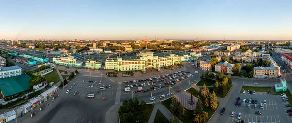 Росія Омськ Липня 2018 Центральний Залізничний Вокзал Місті Omsk Будівництво — стокове фото