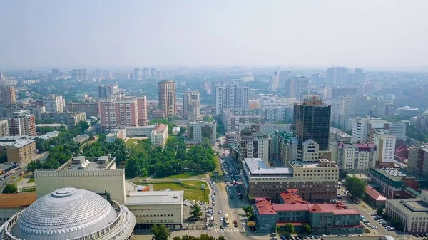 Rusia Novosibirsk Julio 2018 Panorama Ciudad Desde Arriba Desde Dron — Foto de Stock