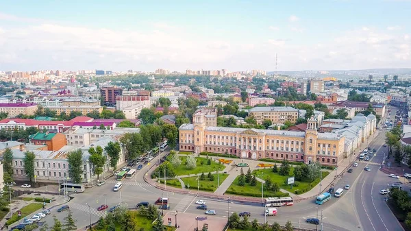 Russia Irkutsk Building Vostsibugol Trade Industry Company Ikhvinsky Square Dron — Stock Photo, Image