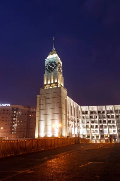 Russland Krasnojarsk Juli 2018 Nachtaufnahmen Stadtuhrturm Bei Der Stadtverwaltung Krasnojarsk — Stockfoto