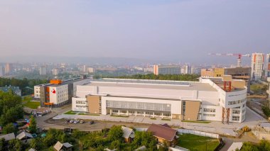 Rusya, Krasnoyarsk - 23 Temmuz 2018: Sibirya Federal Üniversitesi Dron üzerinden çok fonksiyonlu kompleks  