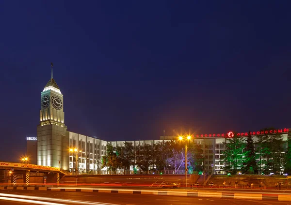 Russia Krasnoyarsk July 2018 Night Photography City Clock Tower Krasnoyarsk — Stock Photo, Image