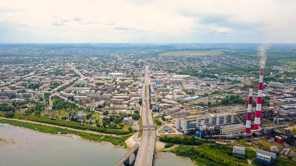 Kuznetsk Bro Över Floden Tom Panoramautsikt Över Den Stad Kemerovo — Stockfoto