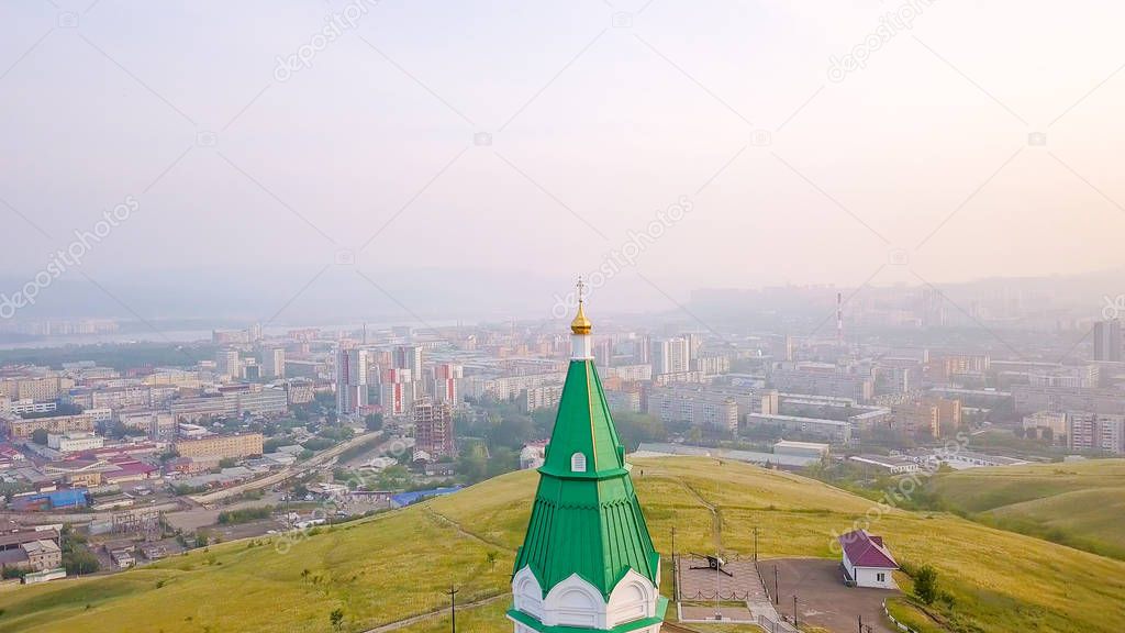 PARASKEVA PYATNITSA CHAPEL. symbol of Krasnoyarsk and one of the city main landmarks, From Dron  
