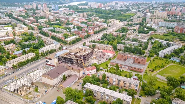 Vista Centro Comercial Após Incêndio Kemerovo Rússia Dron — Fotografia de Stock