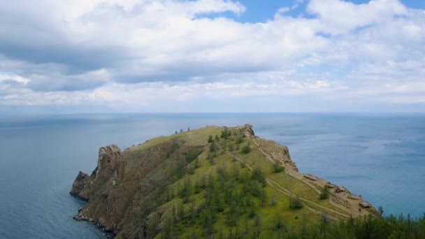 Mys Khoboy Cape Khoboy Rusia Lago Baikal Isla Olkhon Punto — Vídeo de stock